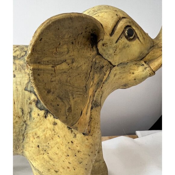 Hand-Carved Crushed Oyster Shell Elephant Figurine, Large - Picture 6 of 15